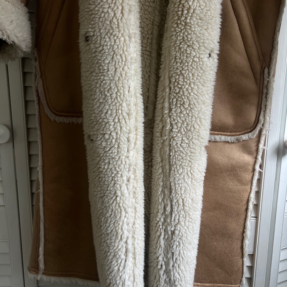 Women's Tan Shearling Coat - Picture 12 of 14